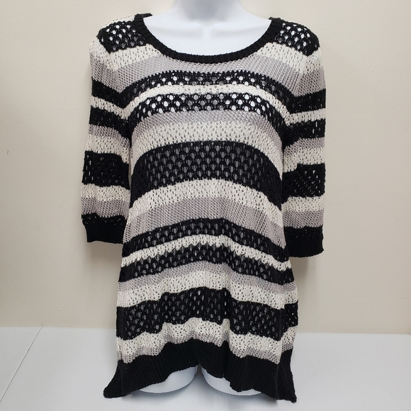 New Directions Womens Striped Sweater Top Size Medium - Picture 1 of 6